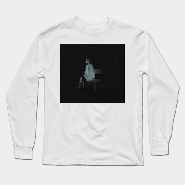 girl sitting alone Long Sleeve T-Shirt by aesthetic shop